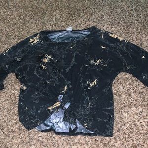 Bleach Cropped Short Sleeve Shirt